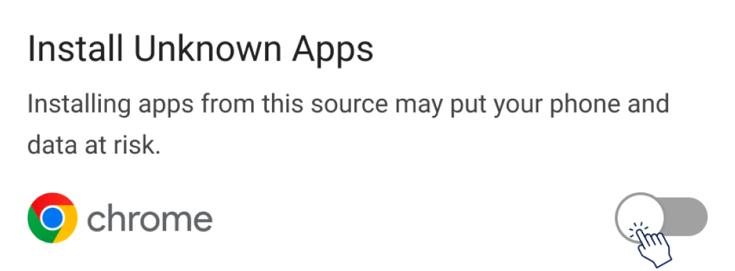 Tap Switch to allow APK to install