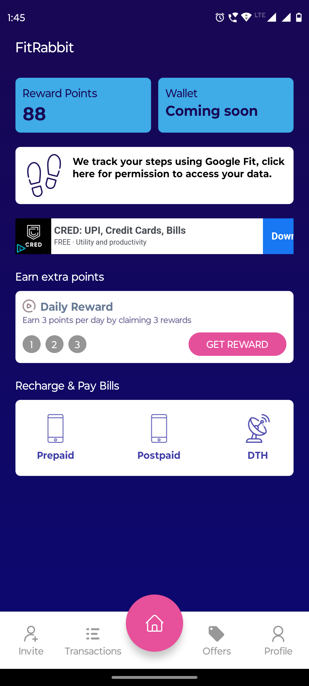 FitRabbit - Walk Earn Recharge | Indus Appstore | Screenshot