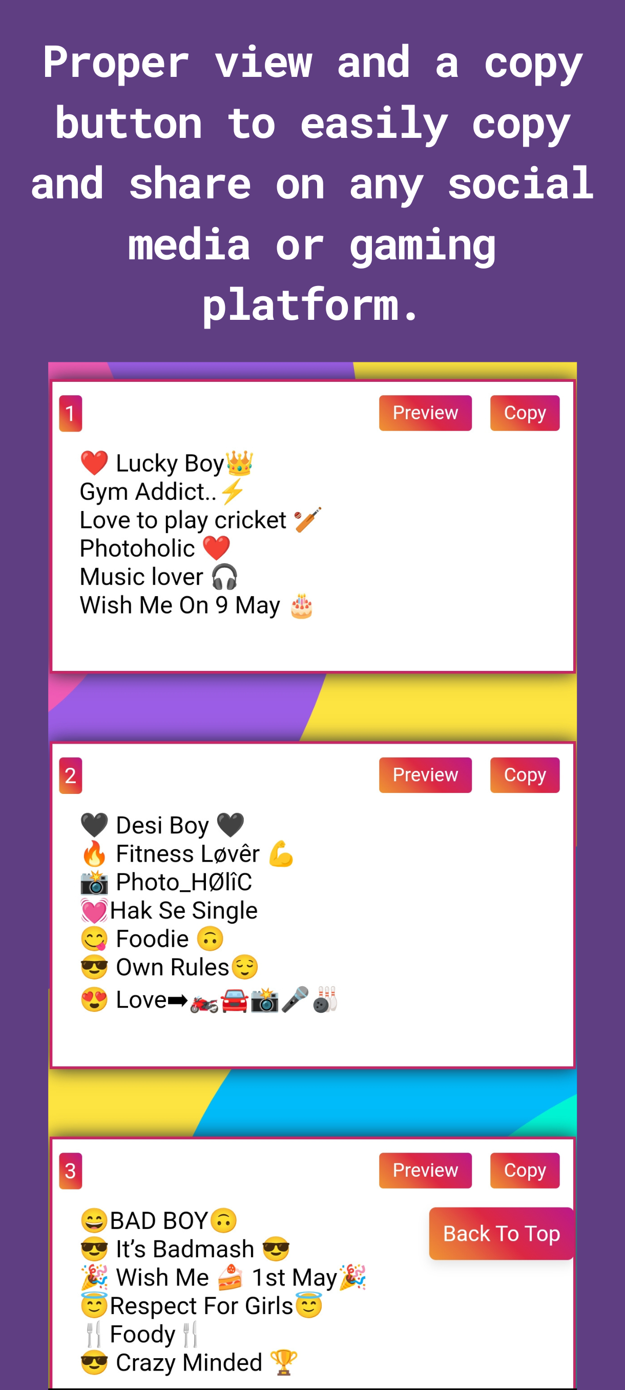 Vip Bio - insta Bio For Boys & Girls | Indus Appstore | Screenshot