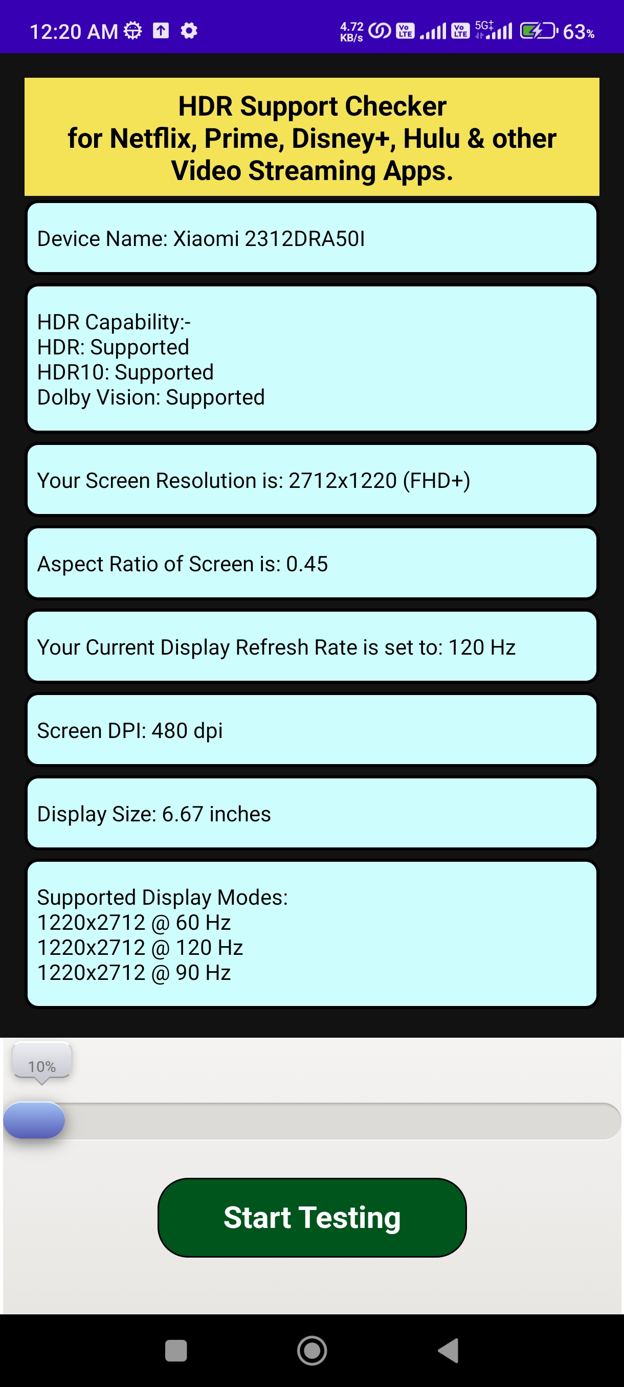 HDR Support Checker | Indus Appstore | Screenshot