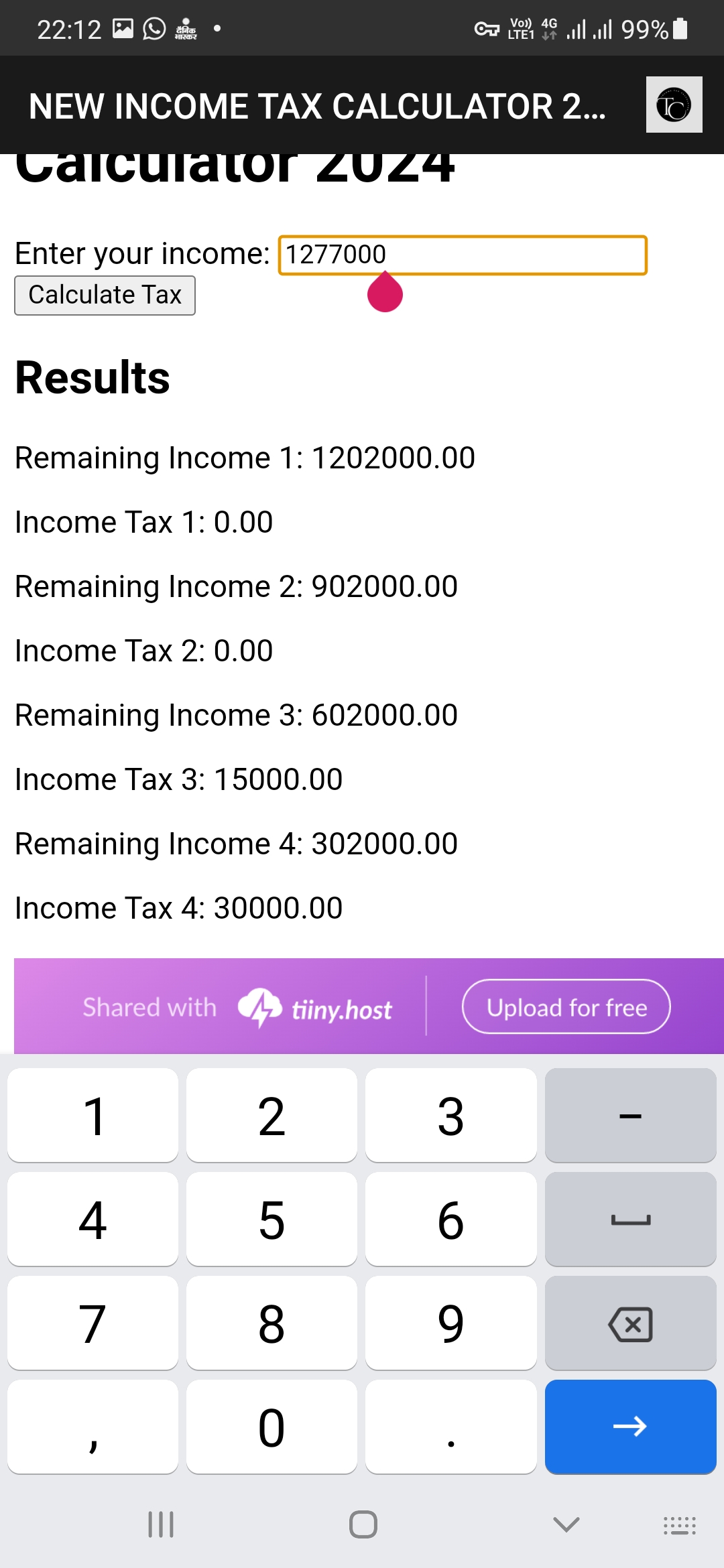 New income tax calculator 2024 | Indus Appstore | Screenshot