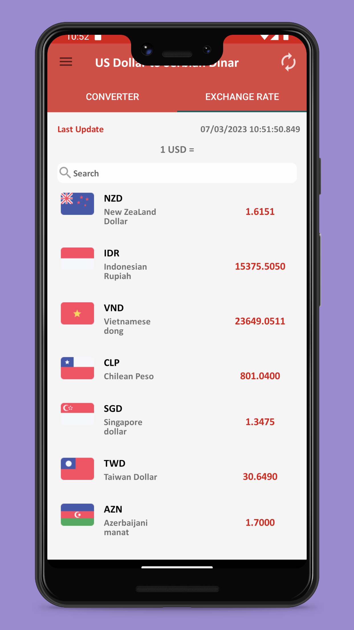 US dollar to Serbian dinar | Indus Appstore | Screenshot