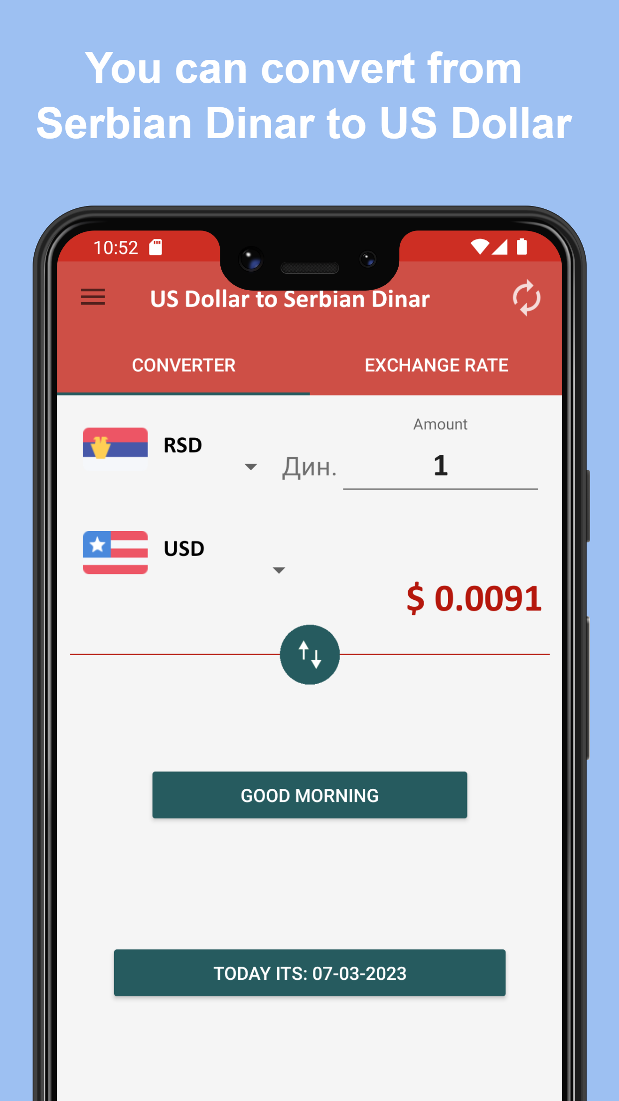 US dollar to Serbian dinar | Indus Appstore | Screenshot