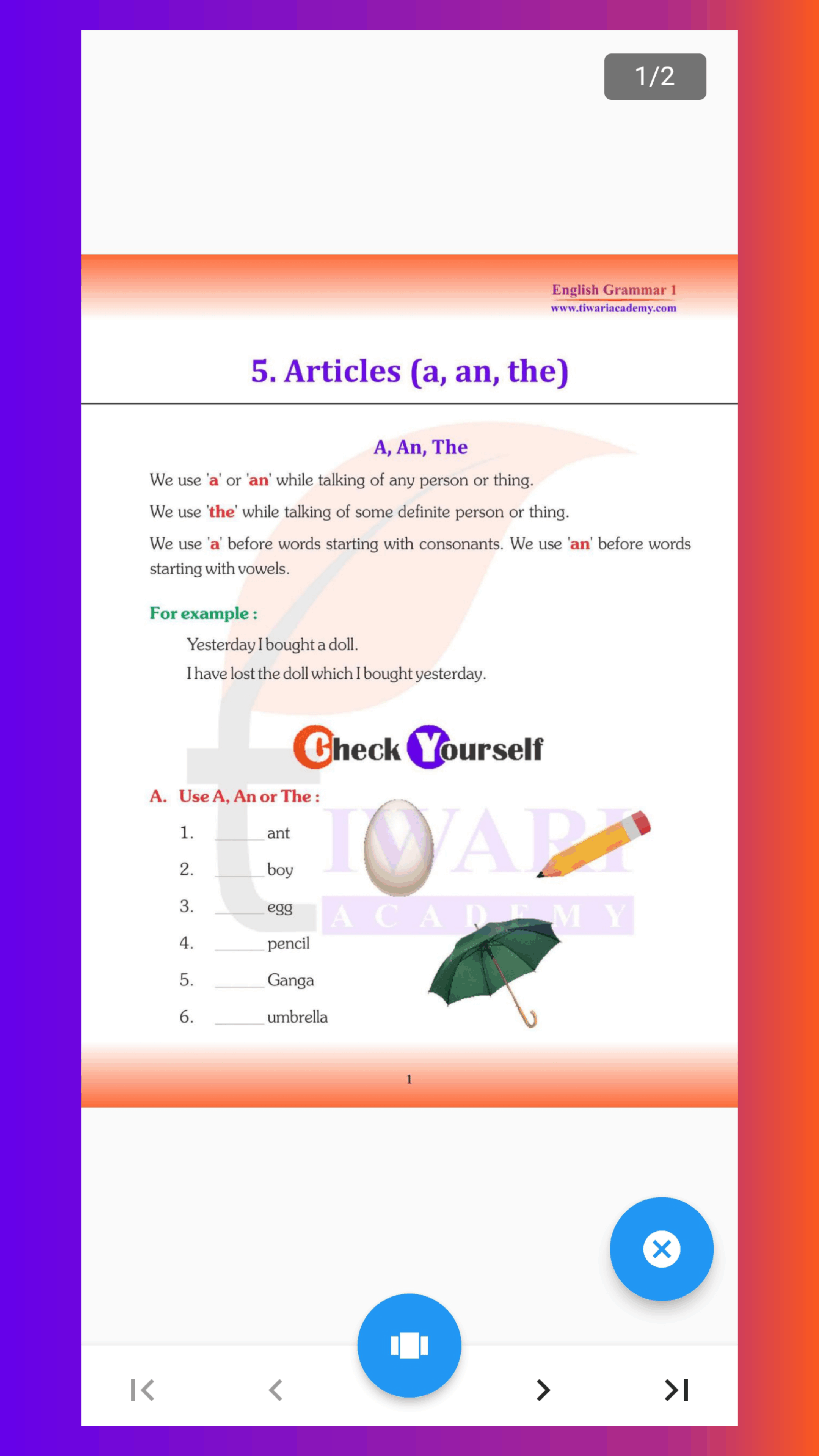 Class 1 English Grammar Book | Indus Appstore | Screenshot