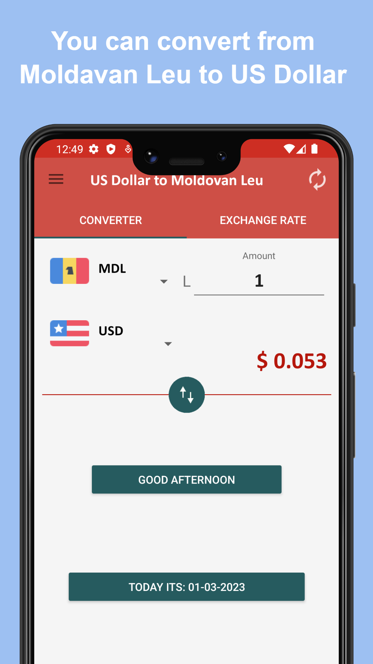 US dollar to Moldovan leu | Indus Appstore | Screenshot