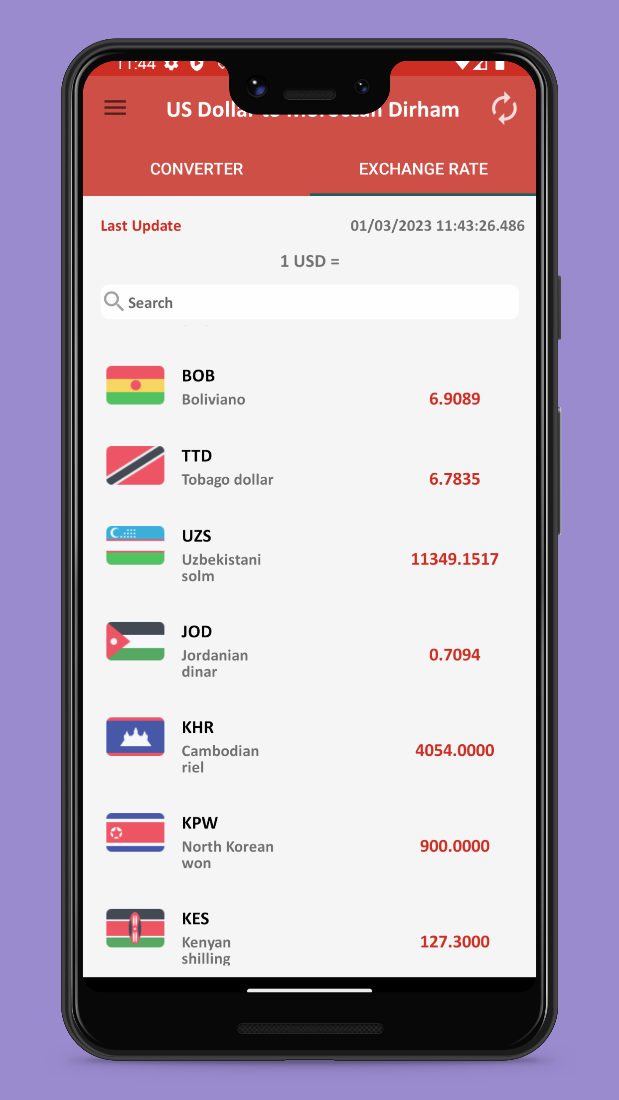 US dollar to Moroccan dirham | Indus Appstore | Screenshot