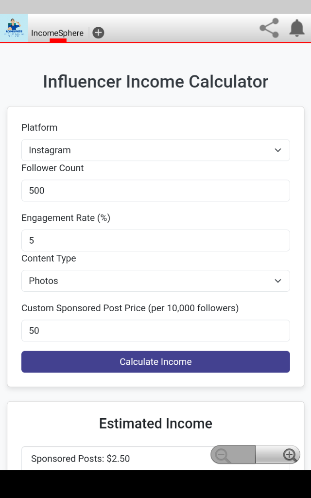 Influencer Earnings Calculator | Indus Appstore | Screenshot