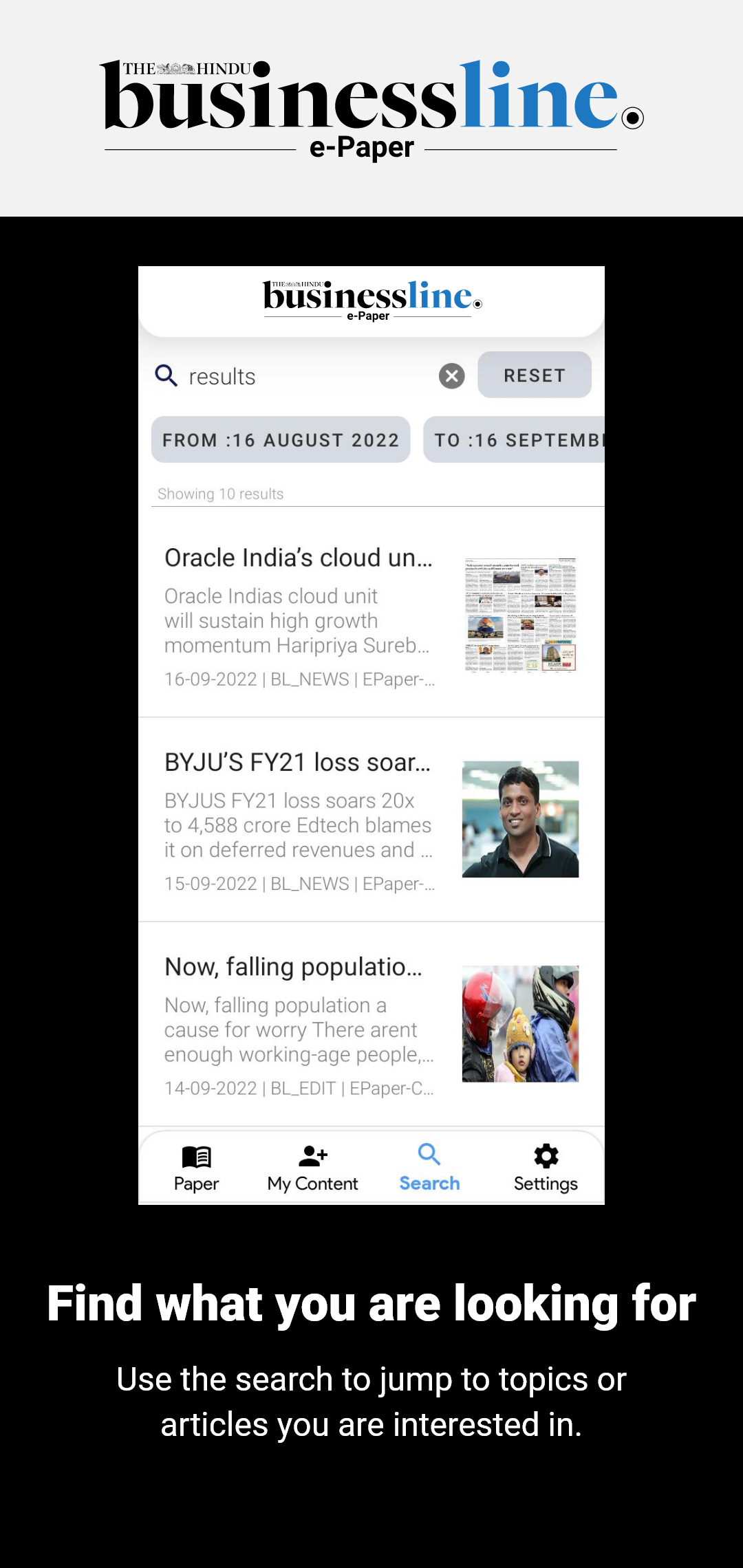 The Hindu BusinessLine ePaper | Indus Appstore | Screenshot