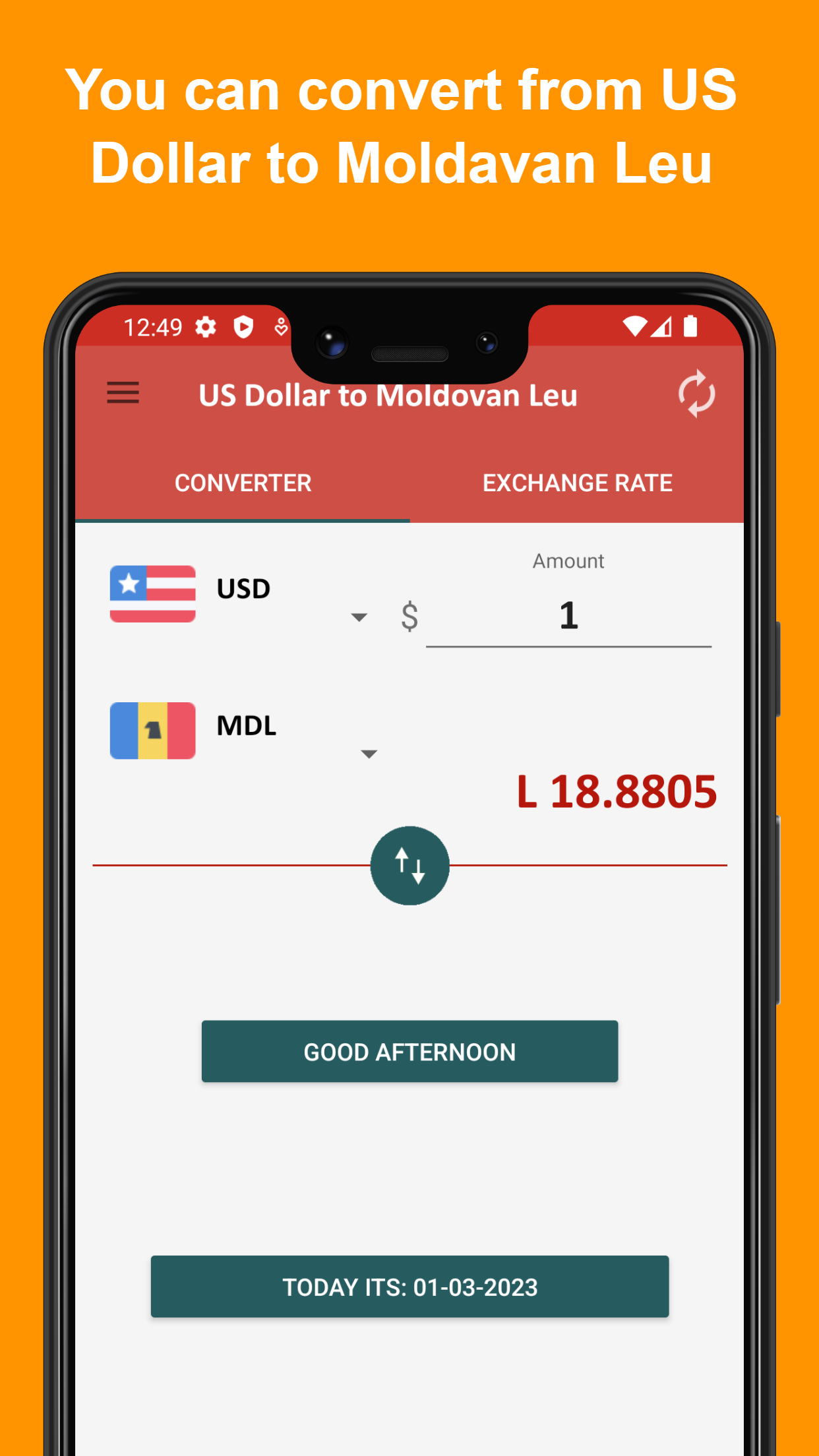 US dollar to Moldovan leu | Indus Appstore | Screenshot