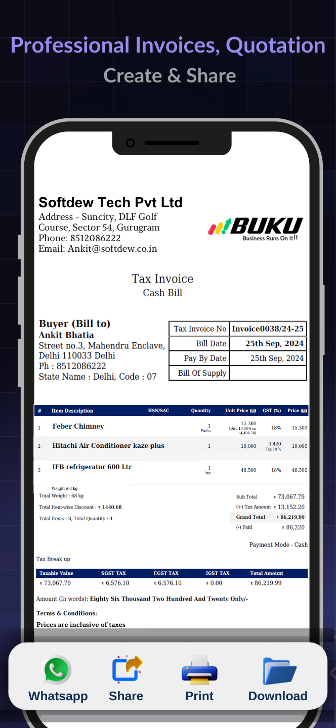 Buku: Invoice maker, bill book, HRMS, Inventory Manager | Indus Appstore | Screenshot