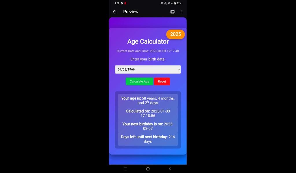 Age Calculator | Indus Appstore | Screenshot