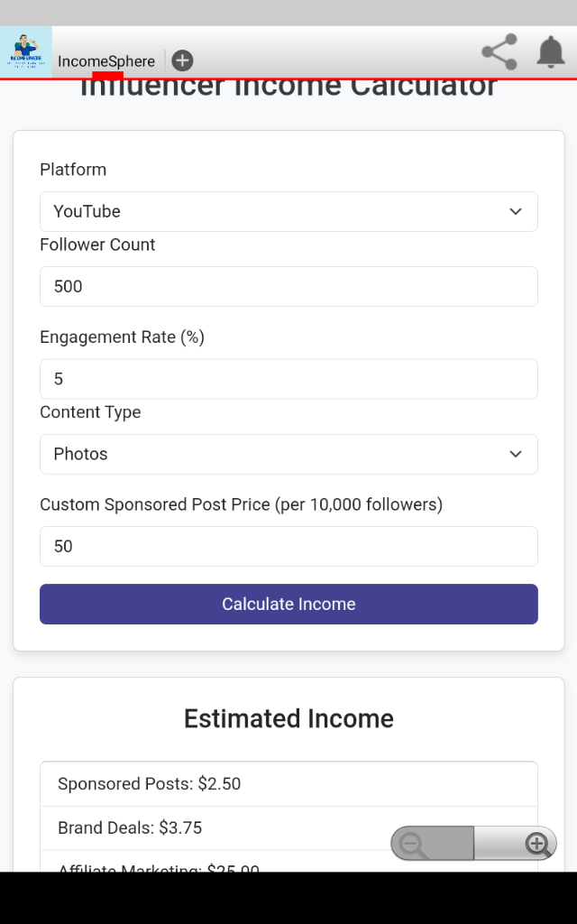 Influencer Earnings Calculator | Indus Appstore | Screenshot