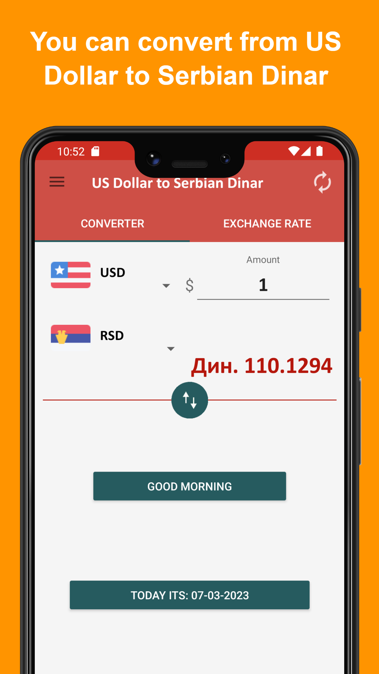 US dollar to Serbian dinar | Indus Appstore | Screenshot