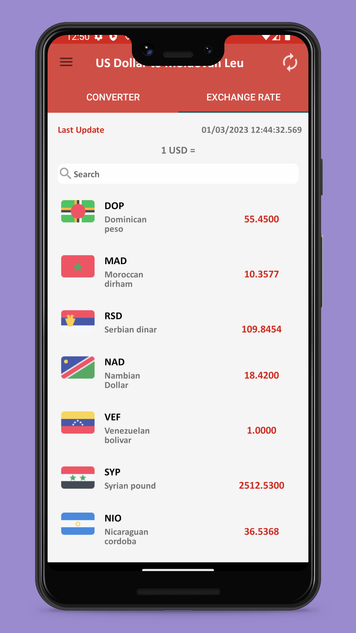 US dollar to Moldovan leu | Indus Appstore | Screenshot