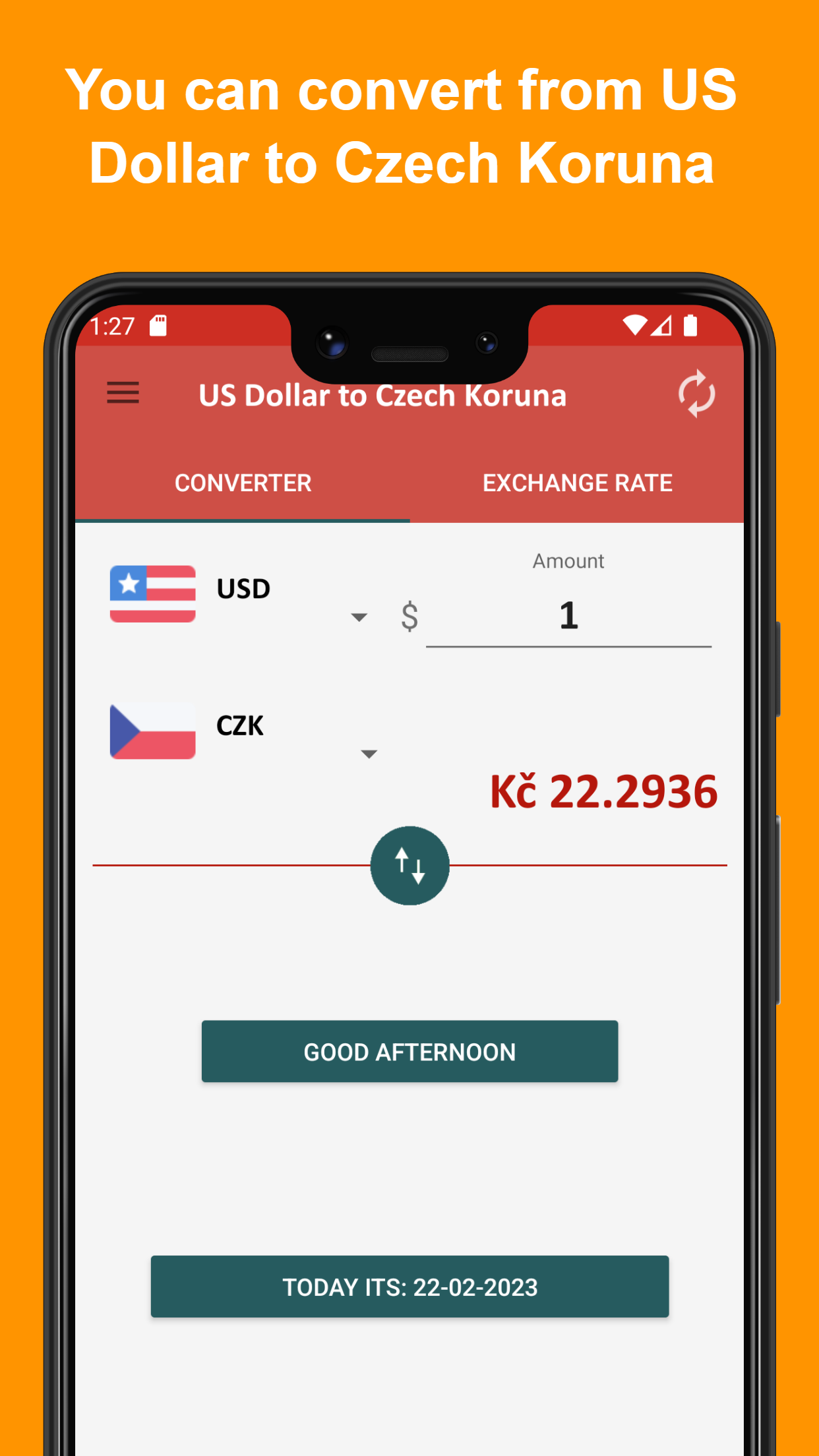 US dollar to Czech koruna | Indus Appstore | Screenshot