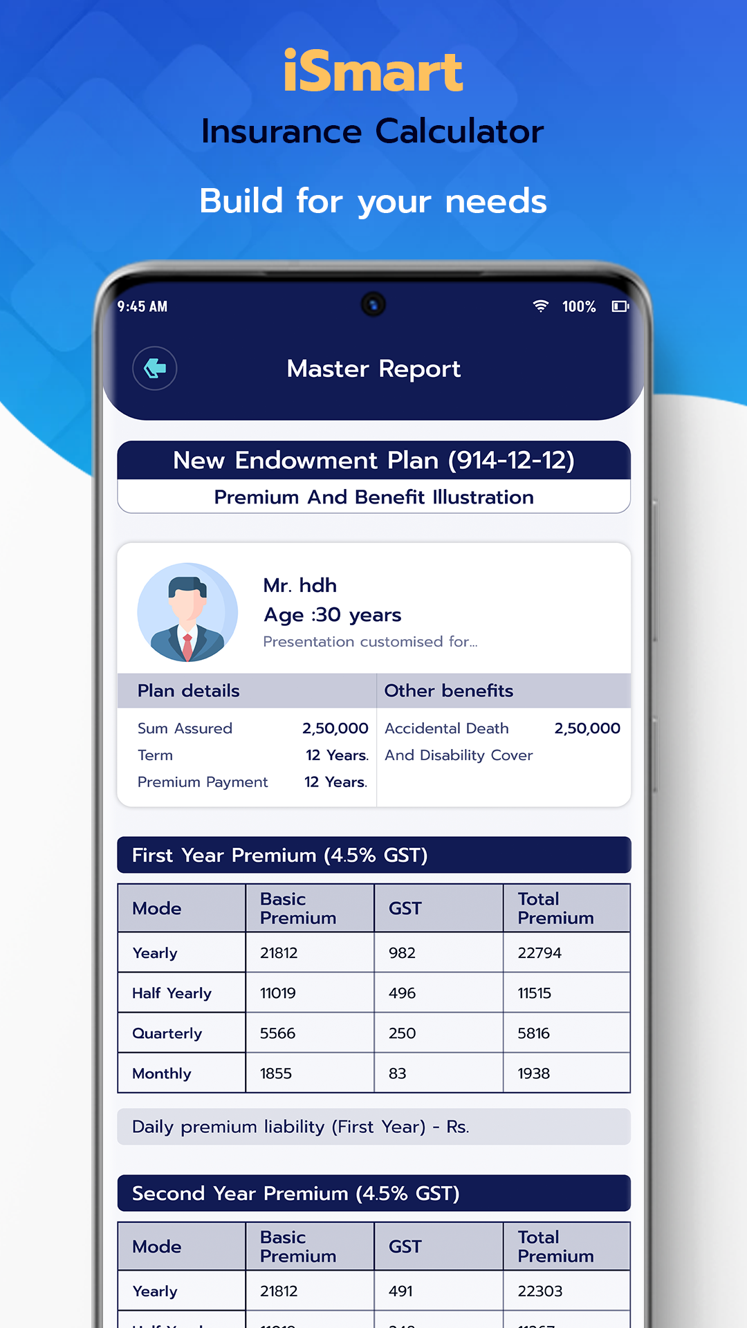 iSmart - Insurance Calculator | Indus Appstore | Screenshot