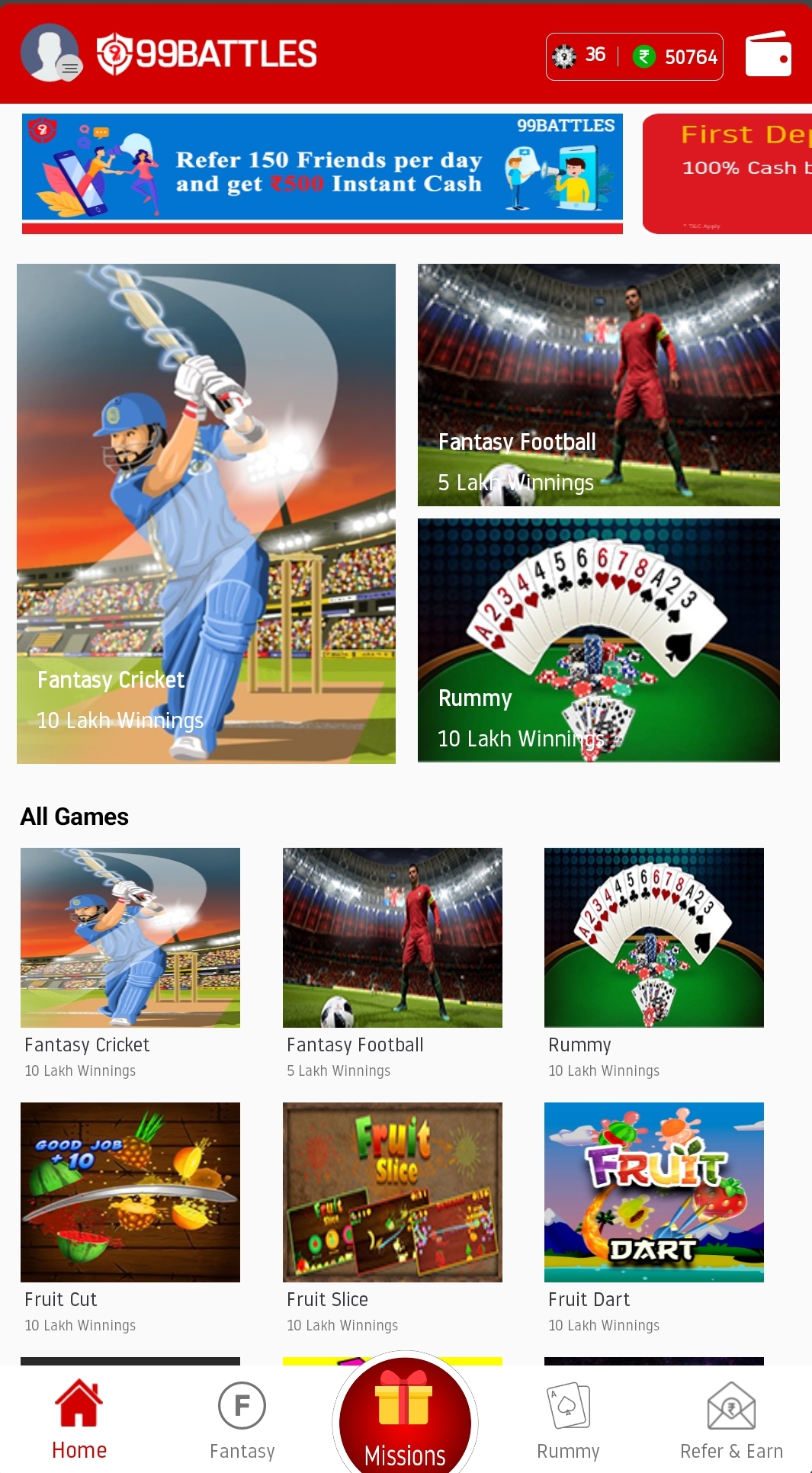 99Battles : Fantasy Cricket and Rummy App | Indus Appstore | Screenshot