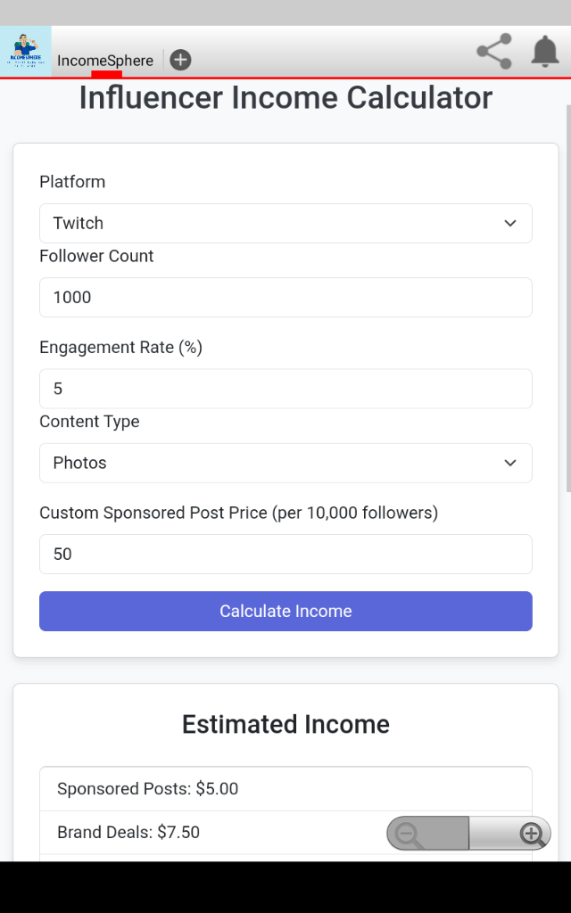 Influencer Earnings Calculator | Indus Appstore | Screenshot