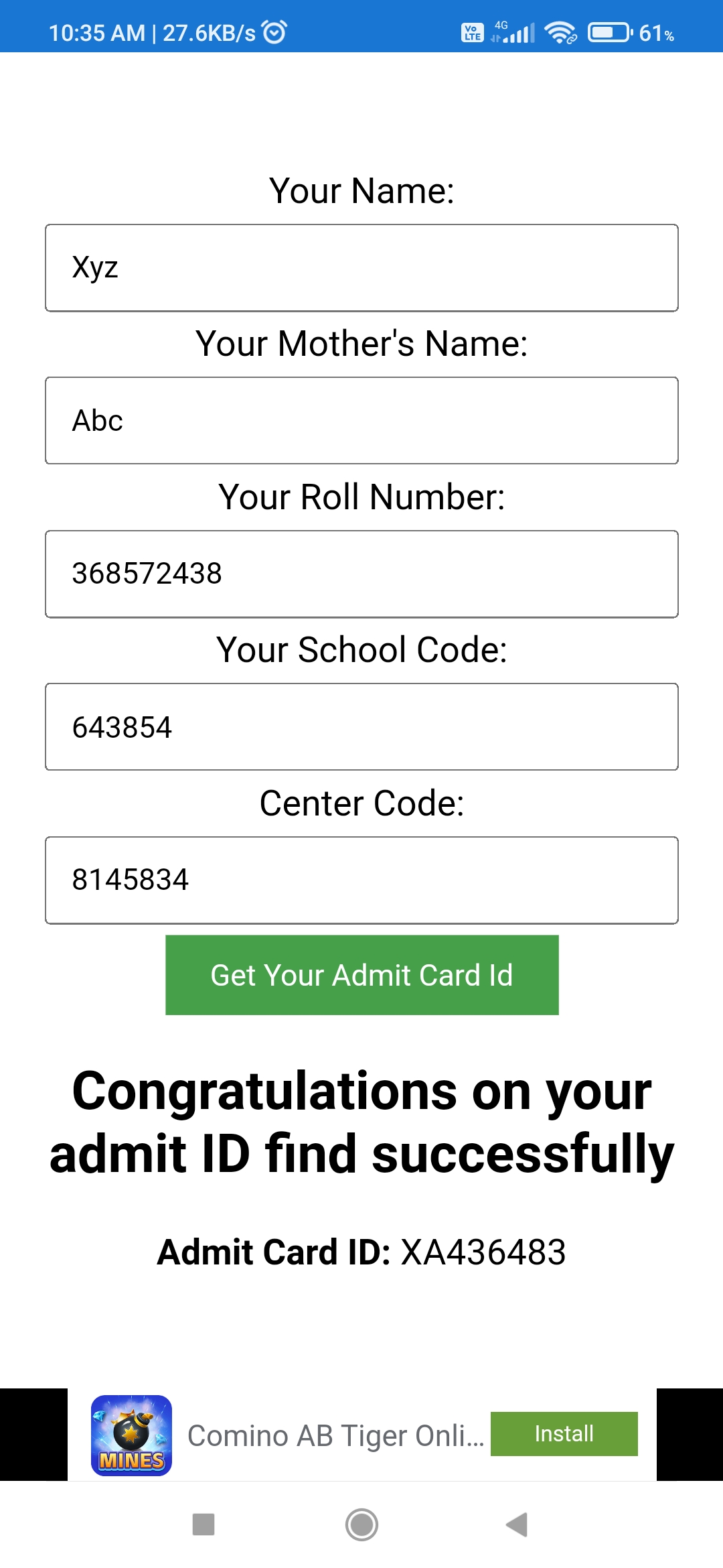 Admit Card Id Finder | Indus Appstore | Screenshot