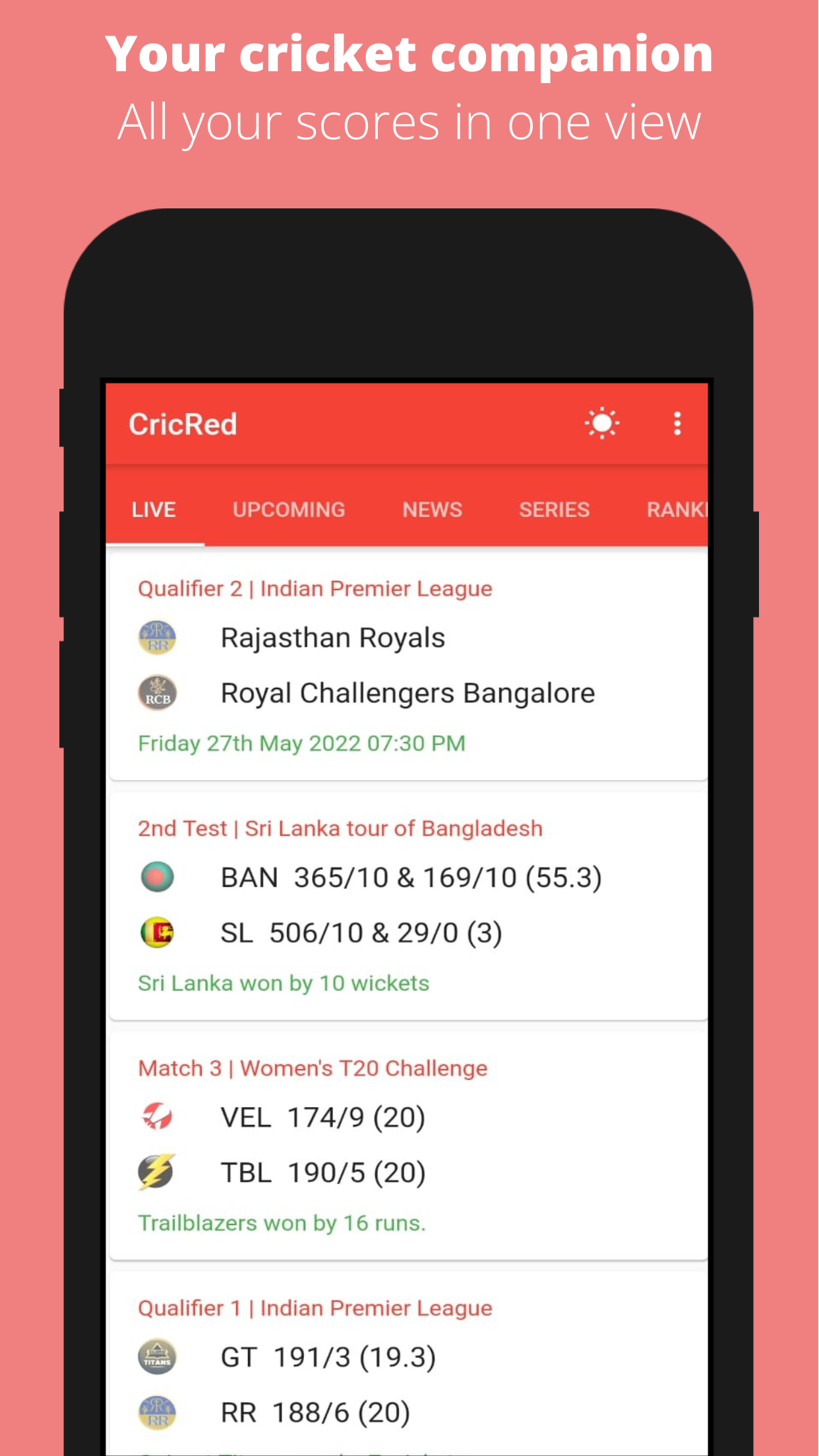 CricRed - Live Cricket Score | Indus Appstore | Screenshot