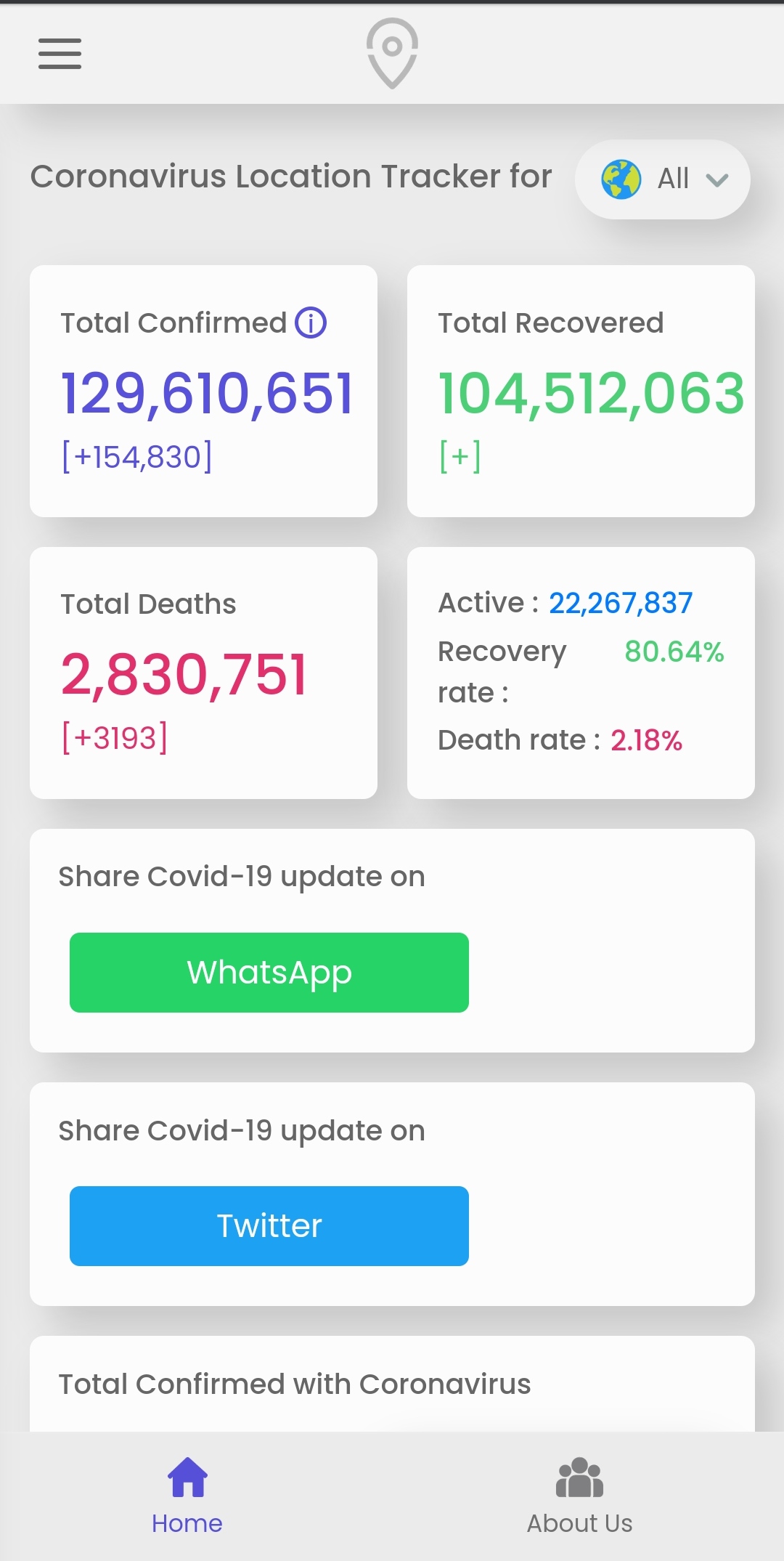 Corona Tracker | Indus Appstore | Screenshot