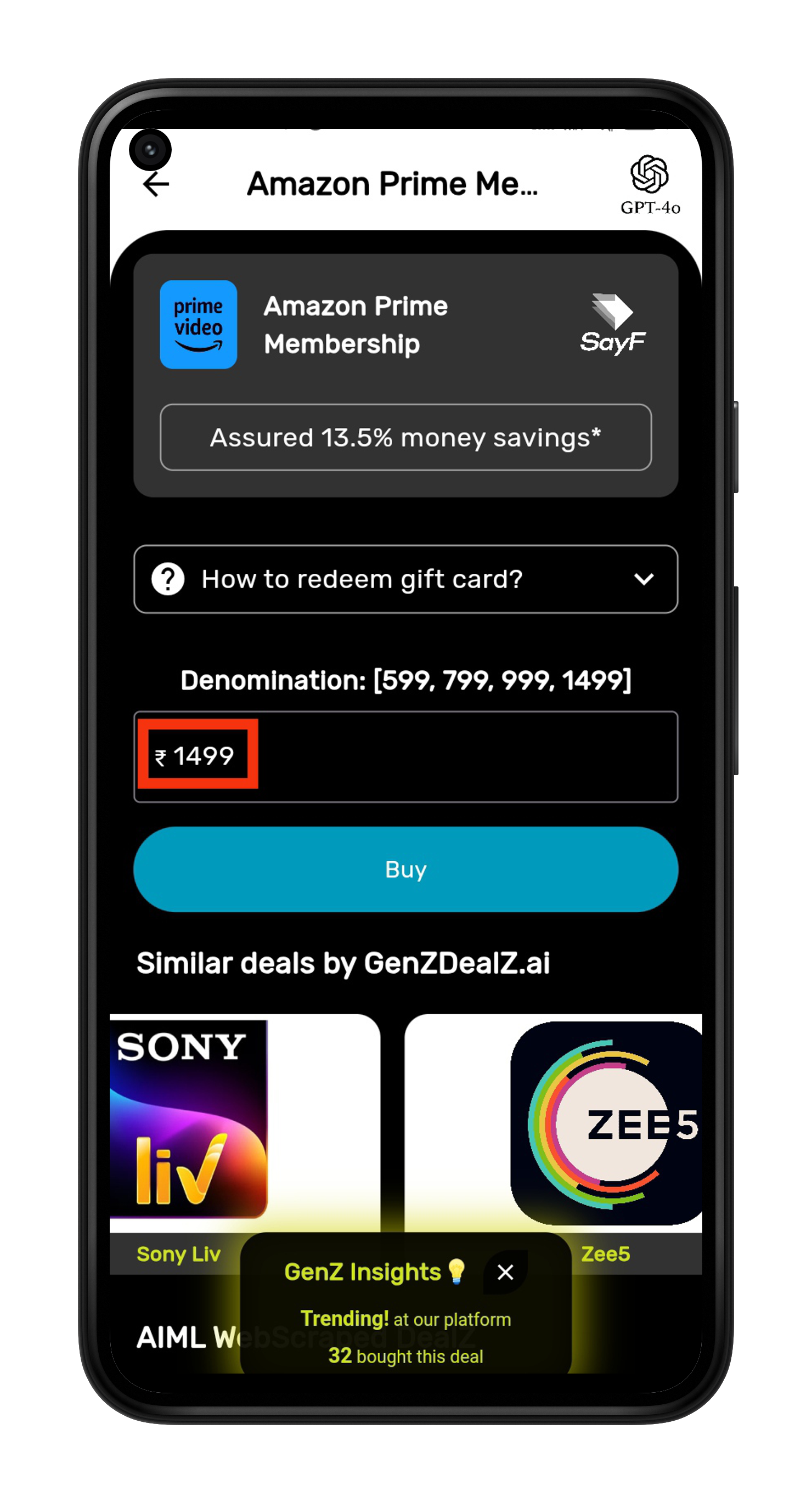 GenZDealZ.ai: Empowering GenZ through GenAI powered Deals | Indus Appstore | Screenshot