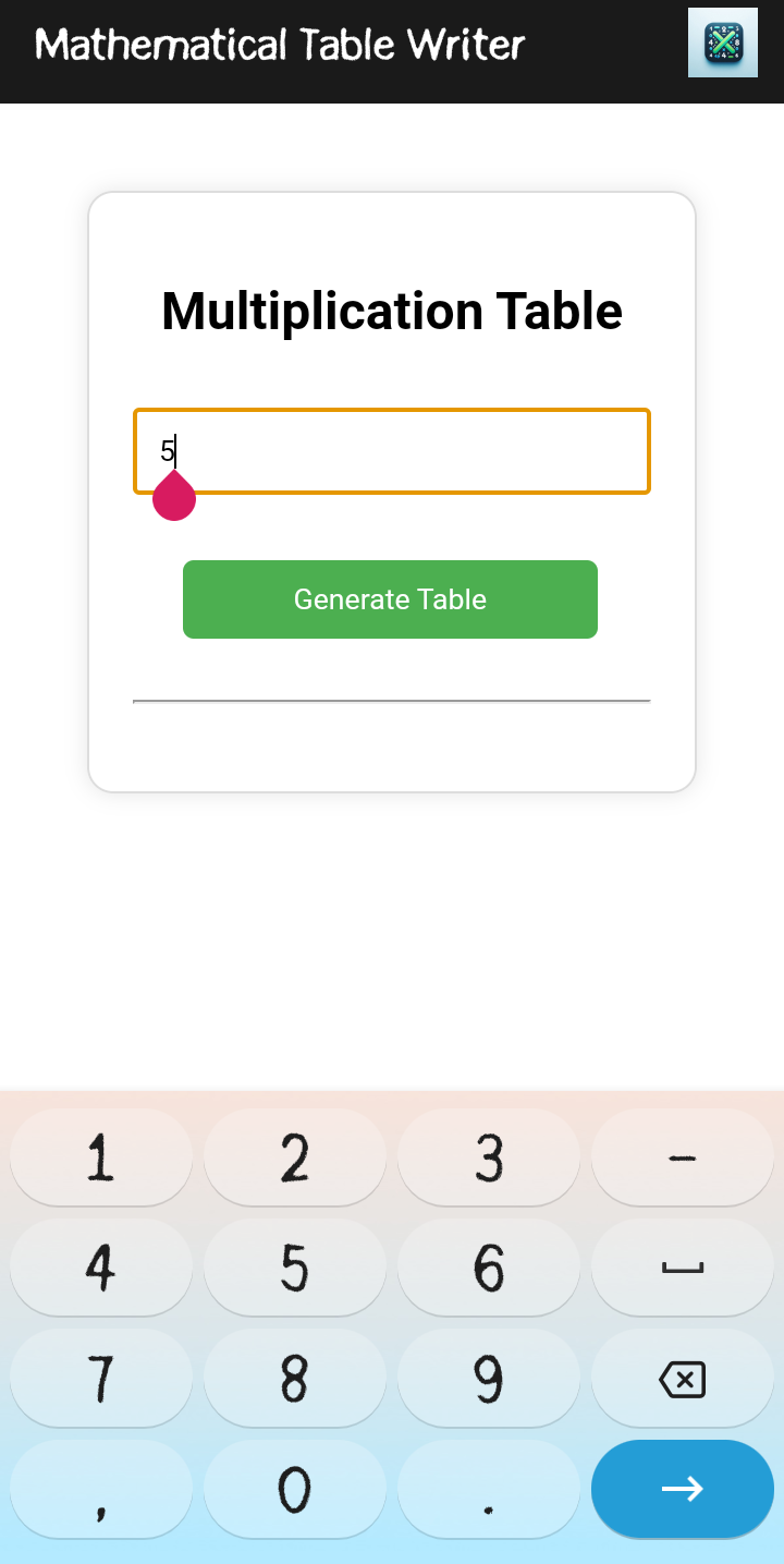 Math Table Writer | Indus Appstore | Screenshot