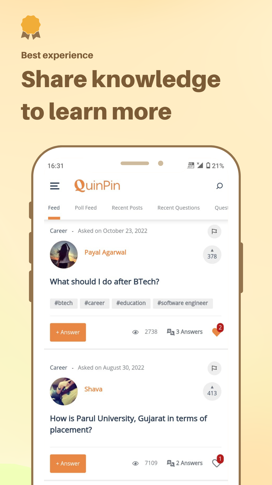 Quinpin: Knowledge Community | Indus Appstore | Screenshot