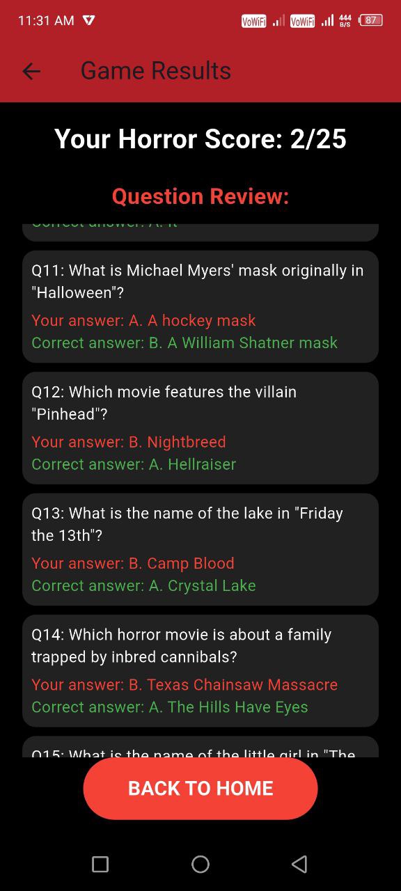 Horror Movie Quiz Game | Indus Appstore | Screenshot