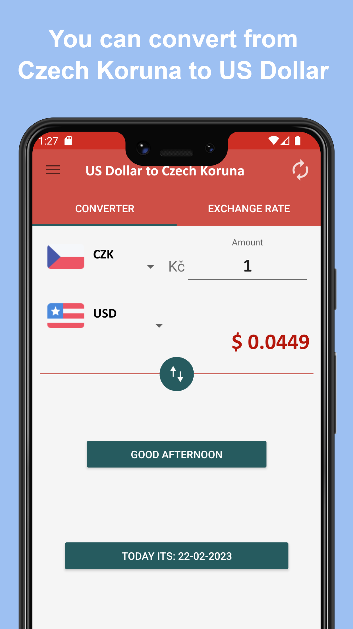 US dollar to Czech koruna | Indus Appstore | Screenshot