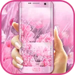 Pink Floral Rain Keyboard Them | Indus Appstore | App Icon