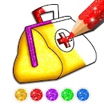 Toy Doctor Set coloring and drapp icon