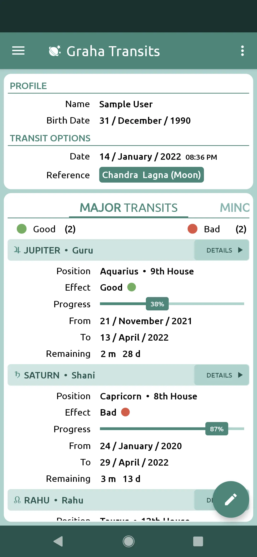 Graha Transits | Indus Appstore | Screenshot