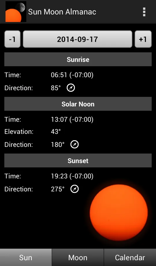 Sun Moon Almanac | Indus Appstore | Screenshot