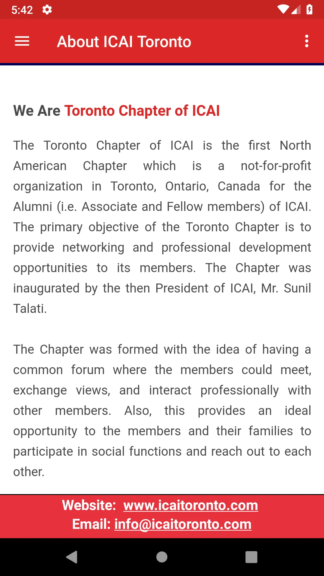 ICAI Toronto | Indus Appstore | Screenshot