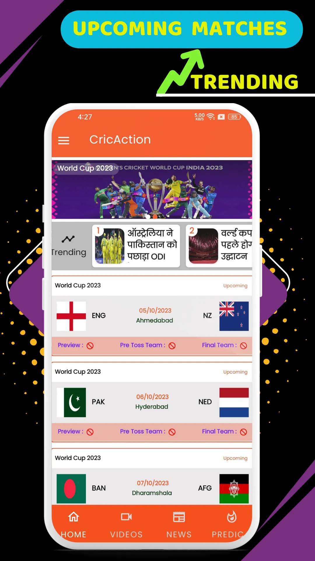 CricAction-Prediction & Videos | Indus Appstore | Screenshot