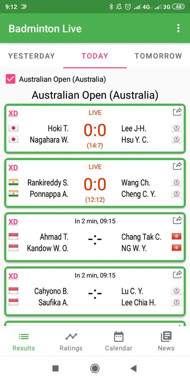 Badminton Live. Results 4 fans | Indus Appstore | Screenshot