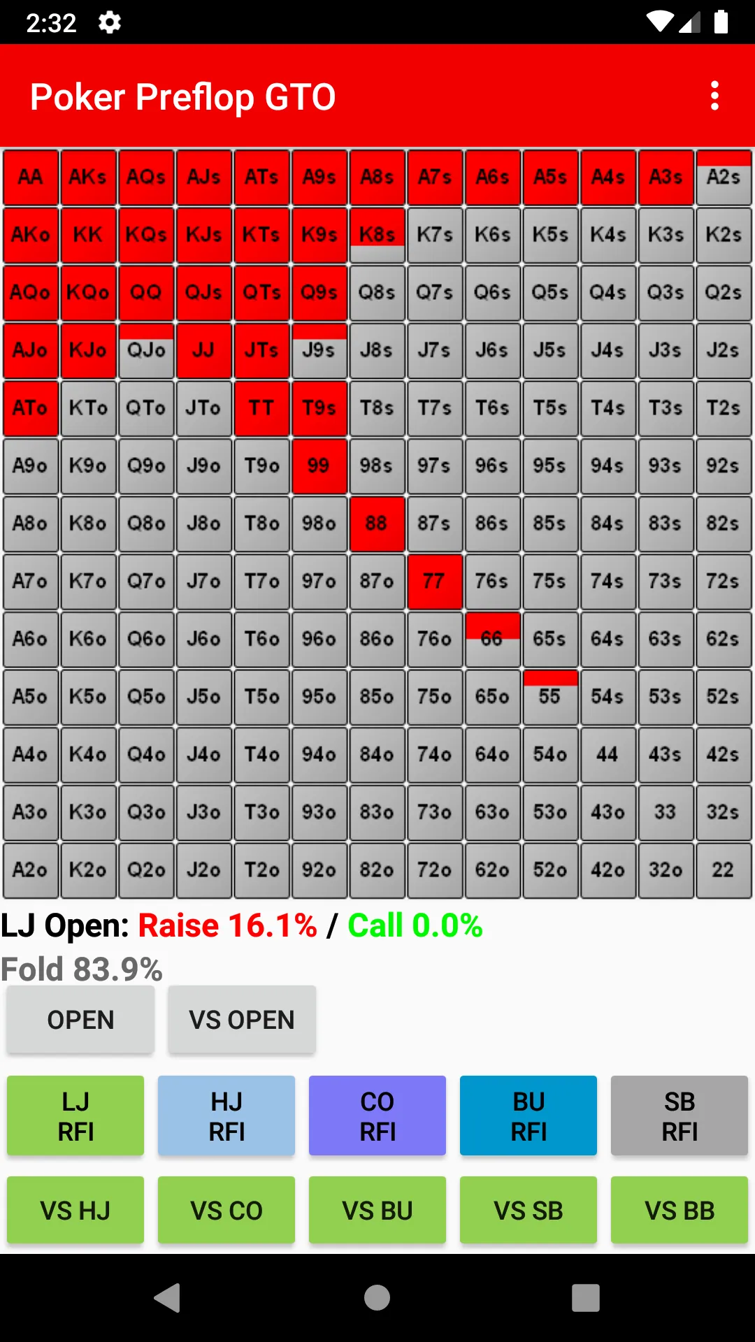 Poker Preflop GTO NLHE Ranges | Indus Appstore | Screenshot