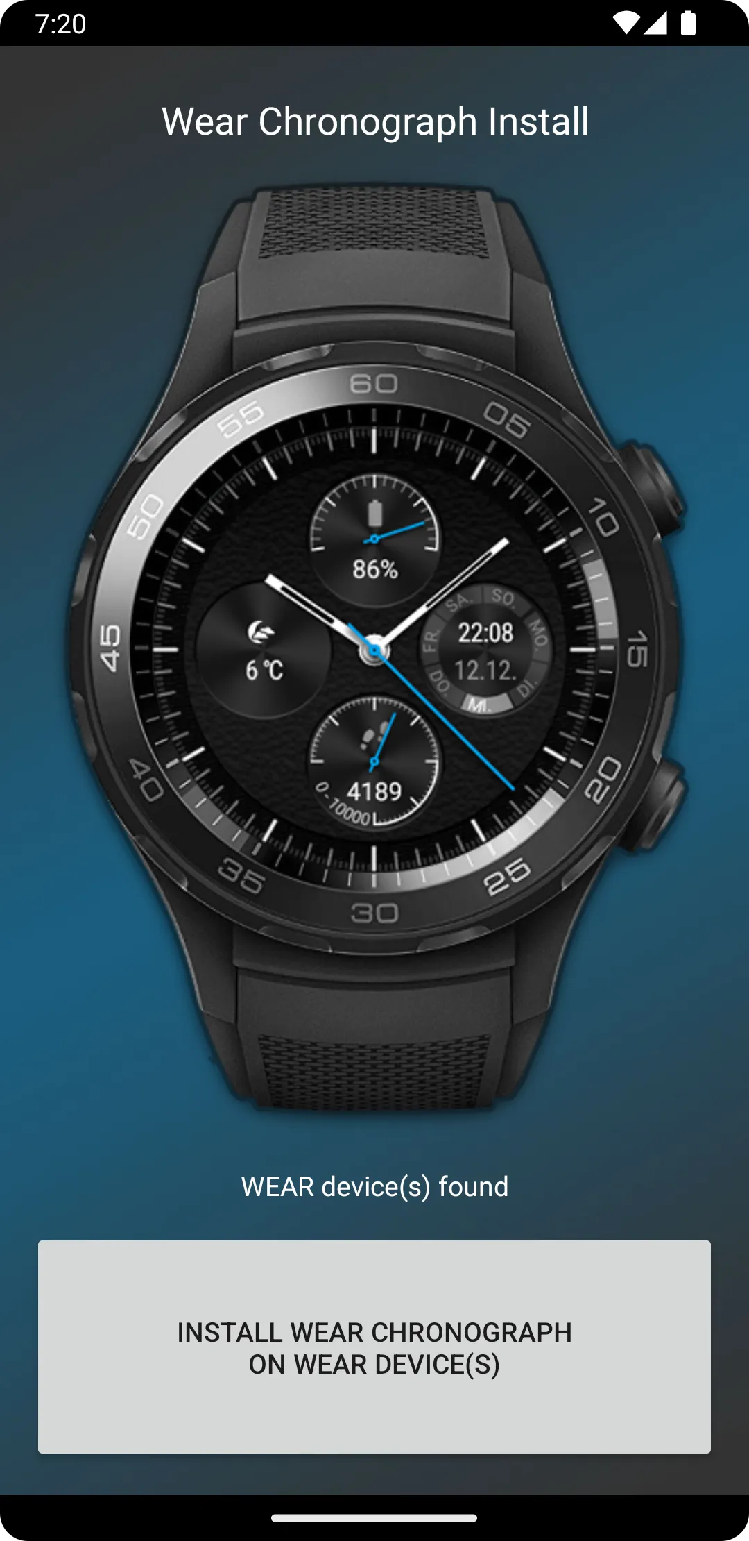 Wear Chronograph Watch Face | Indus Appstore | Screenshot