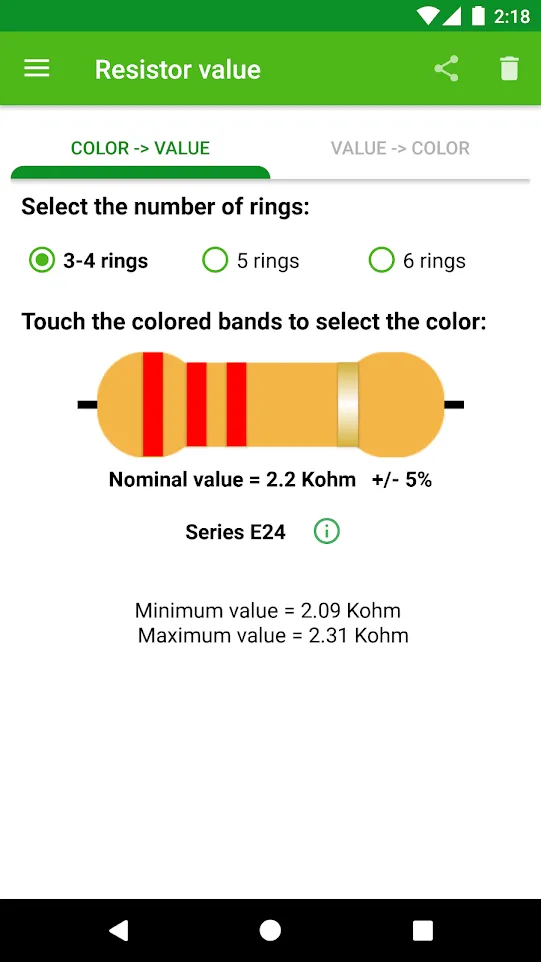 Resistor calculation | Indus Appstore | Screenshot