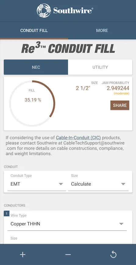 Southwire® Conduit Fill Calc | Indus Appstore | Screenshot