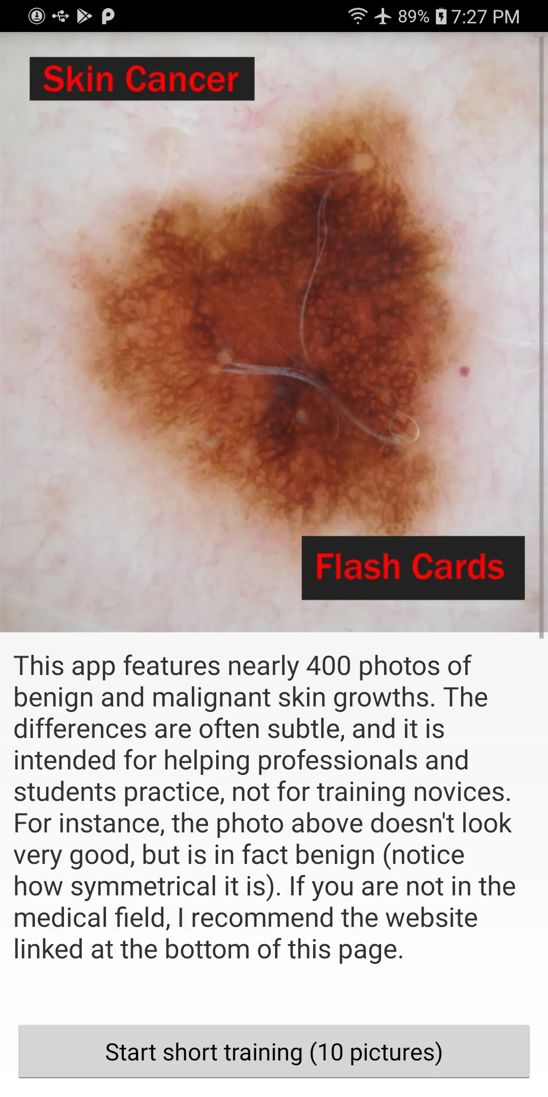 Skin Cancer Flashcard "game" | Indus Appstore | Screenshot