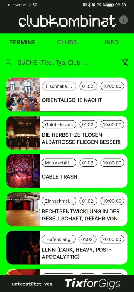 Clubplan - Musik in Hamburg | Indus Appstore | Screenshot