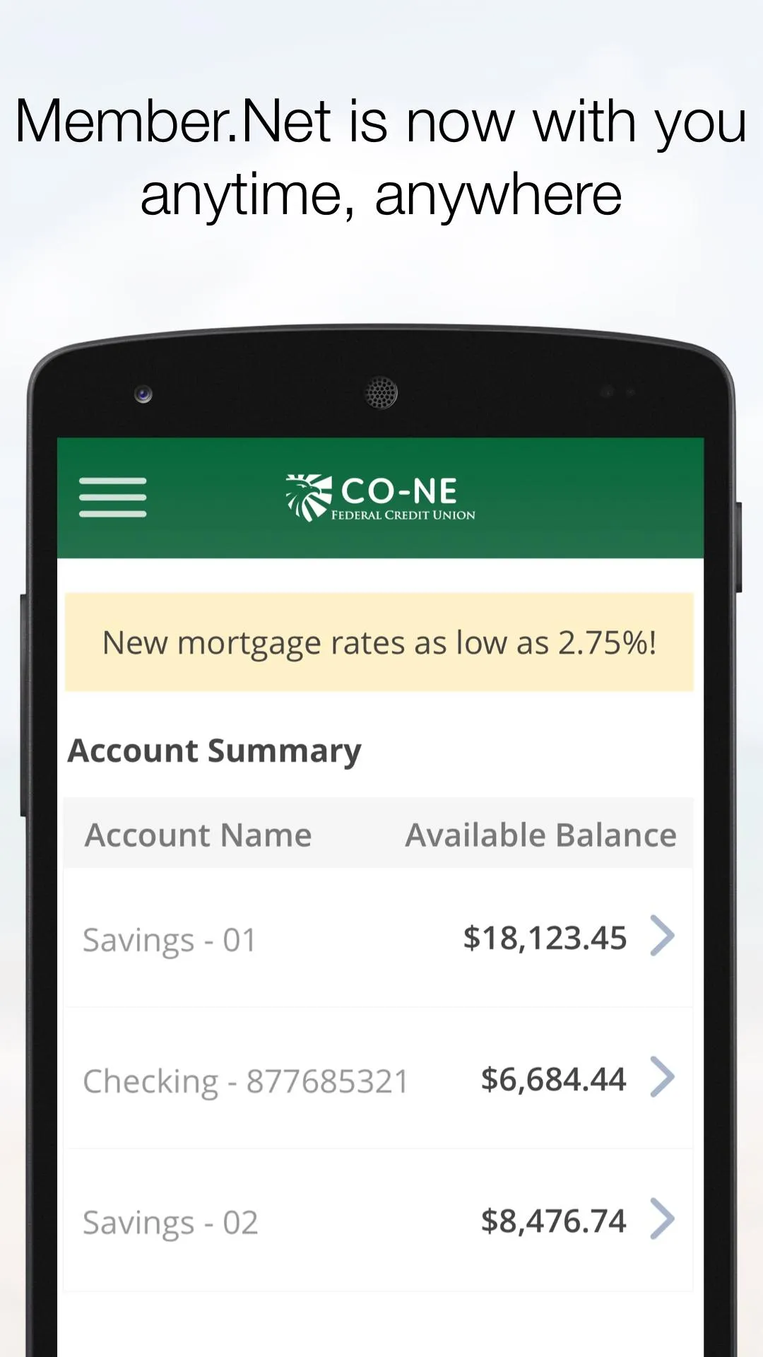 CO-NE Federal Credit Union Mem | Indus Appstore | Screenshot