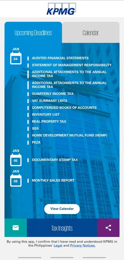 KPMG Online Tax Calendar | Indus Appstore | Screenshot