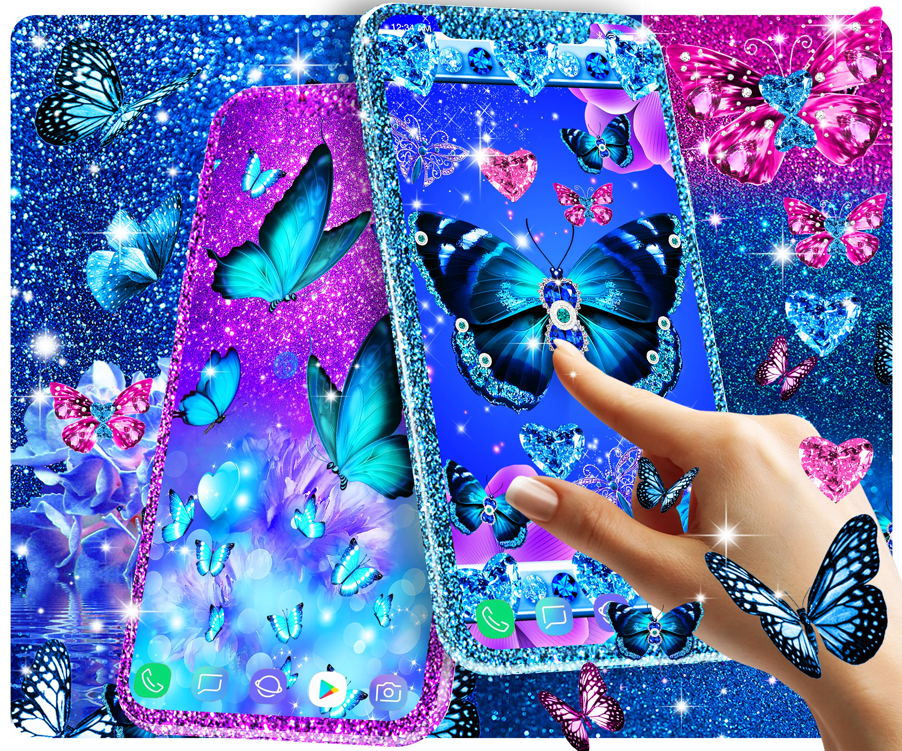 Blue glitz butterfly wallpaper | Indus Appstore | Screenshot