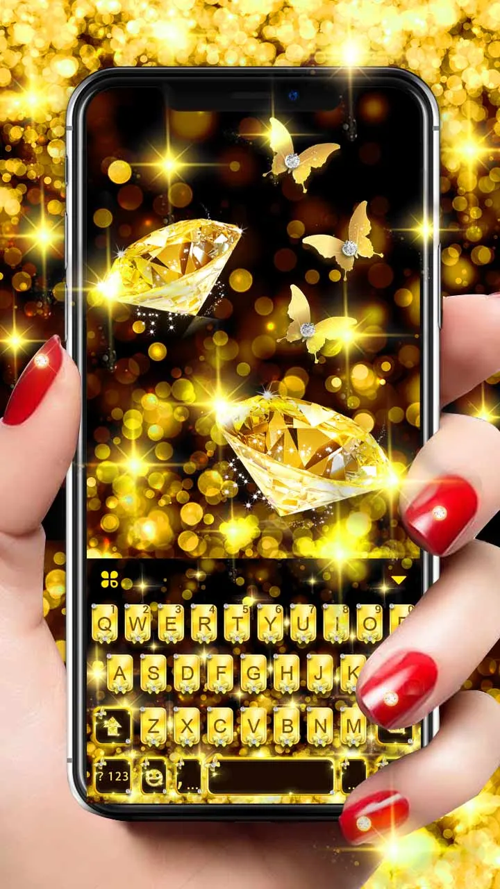 Golden Diamonds Keyboard Backg | Indus Appstore | Screenshot