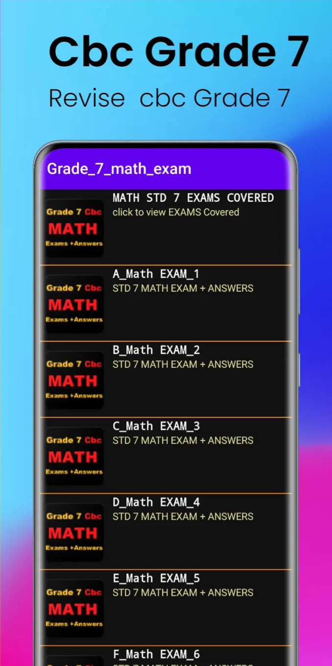 Cbc Math Grade 7 Exams+Answers | Indus Appstore | Screenshot