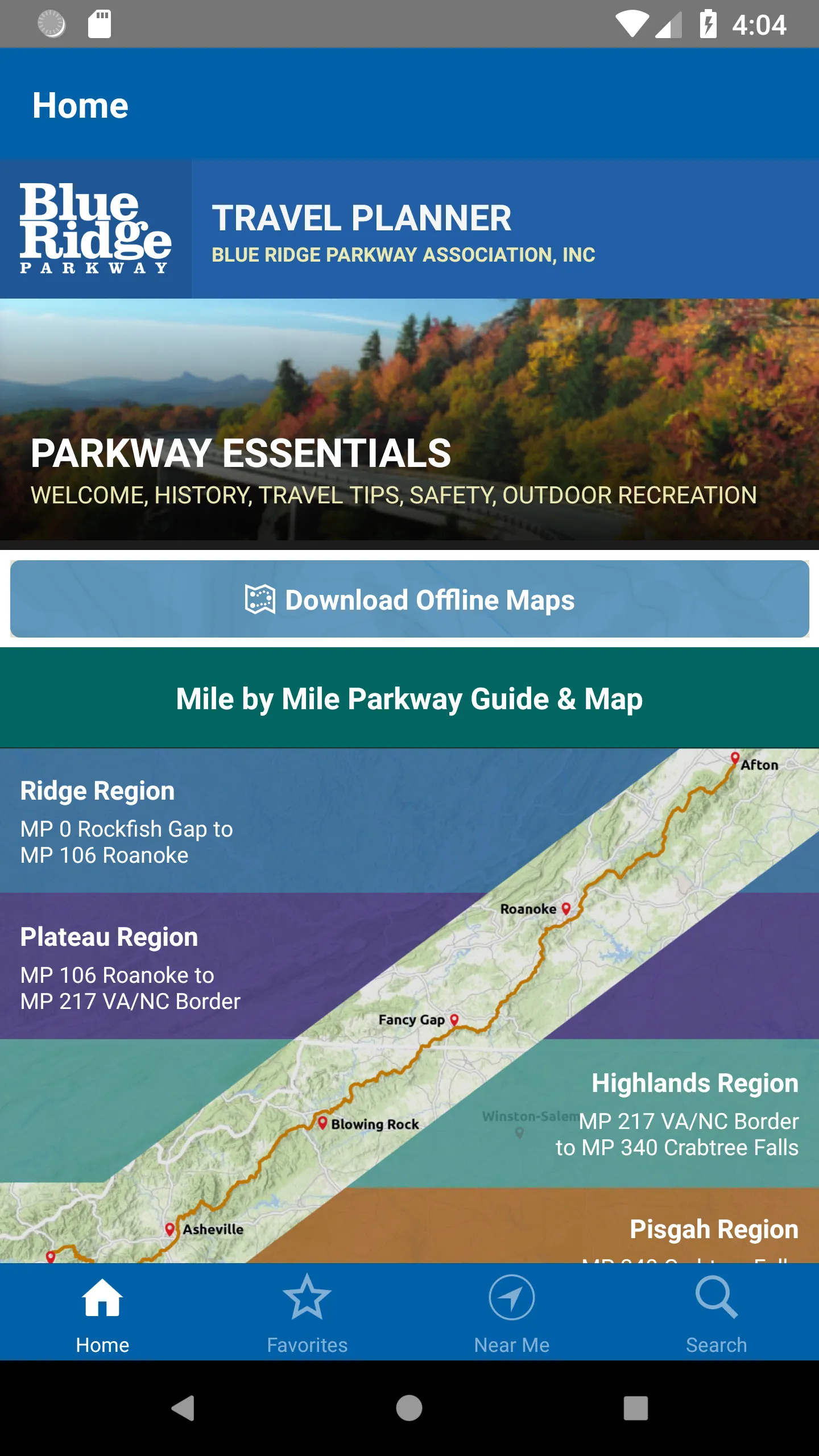 Blue Ridge Parkway Planner | Indus Appstore | Screenshot