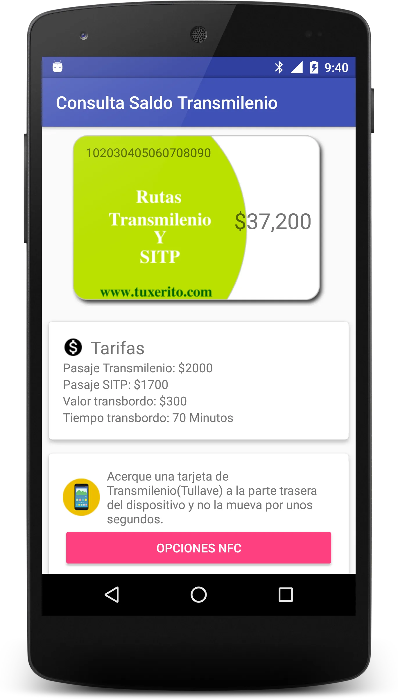 Consulta Saldo Transmilenio | Indus Appstore | Screenshot